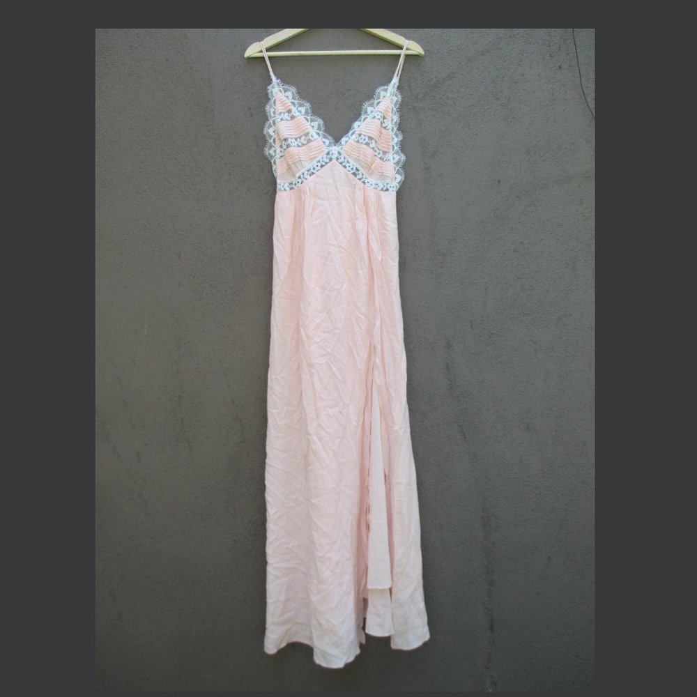 NEW FOR LOVE & LEMONS SOFT PINK LOVEBIRD MAXI DRESS SIZE XS - Picture 2 of 11